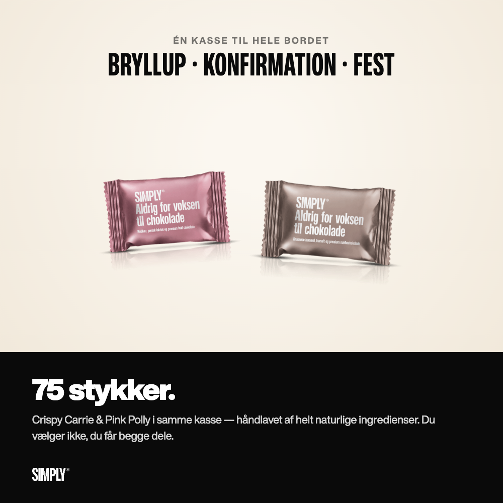 75 X Aldrig for voksen til chokolade stykker, Mix (750g)
