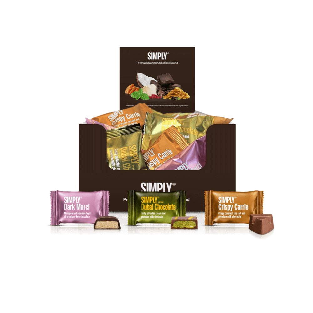 Chokolade Bites mix kasse - 750g - 75 stk - Simply® Favorite Mix