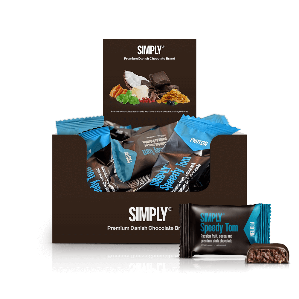 Chokolade Protein Bites kasse - 675g - 75 stk - Simply® Speedy Tom