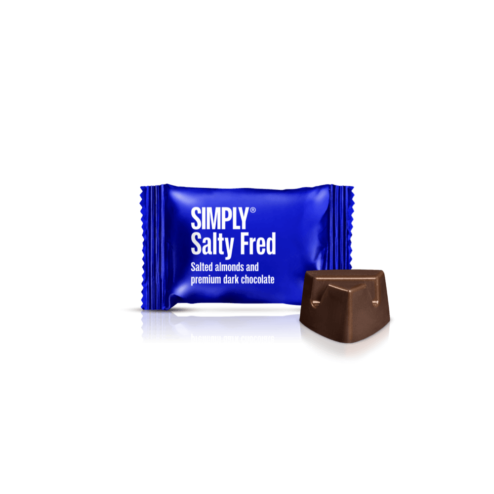 Simply® Salty Fred - 75 Bites | Saltede, ristede mandler med premium mørk chokolade - Box of Bites - Simply®