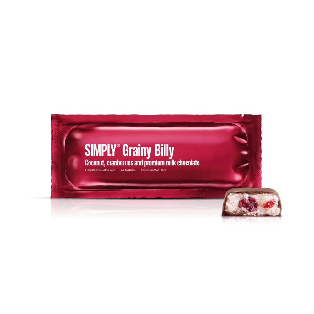 Simply® Grainy Billy | Kokos, tranebær og premium mælkechokolade - Chocolate Bars - Simply®