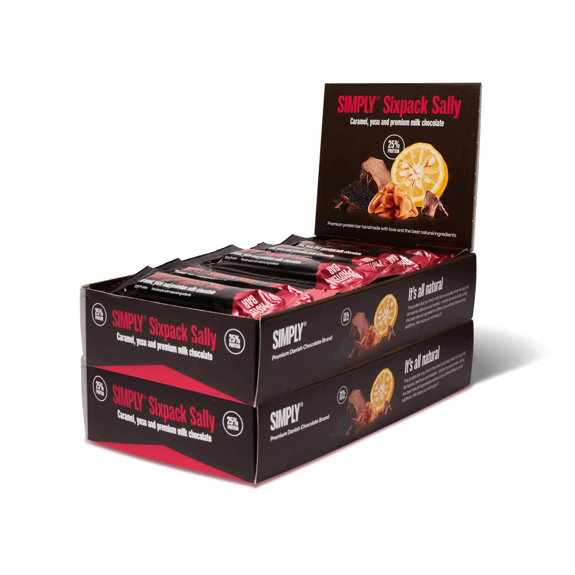 Chokolade Proteinbar kasse 30 stk -  Simply® Sixpack Sally