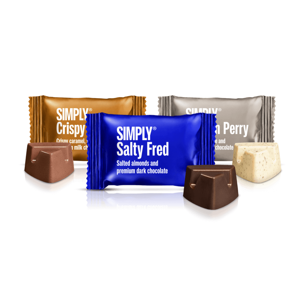 Solid Mix - 75 Bites | En populær blanding af lys, mørk og mælkechokolade - Box of Bites - Simply®