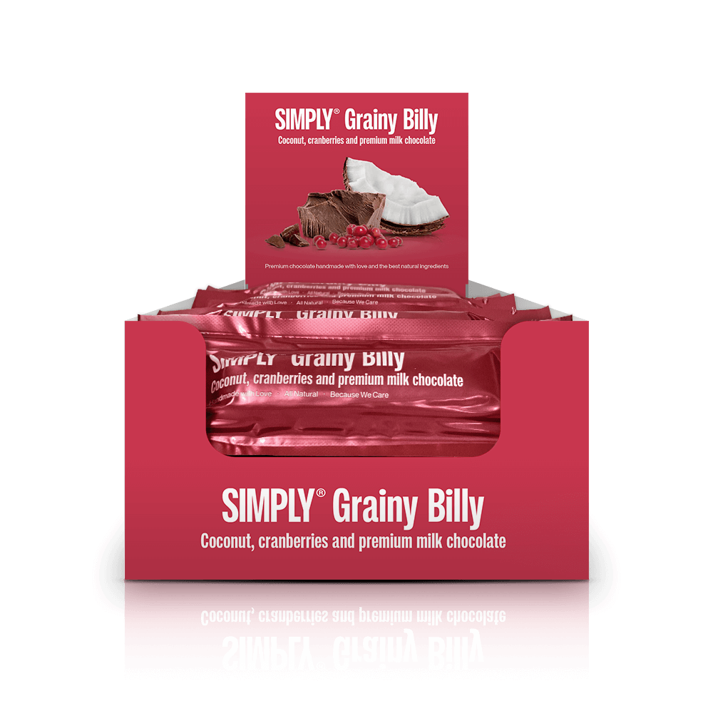 Simply® Grainy Billy | Kokos, tranebær og premium mælkechokolade - Chocolate Bars - Simply®